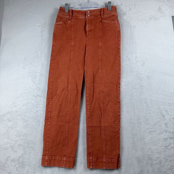 Ann Taylor Denim - Ann Taylor Straight Leg Jeans High Rise Womens Size 8 Pintuck High Waist Orange